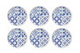 Hermia Juego de Platos para Postre Blue Pattern (6 Piezas) Azul y Blanco